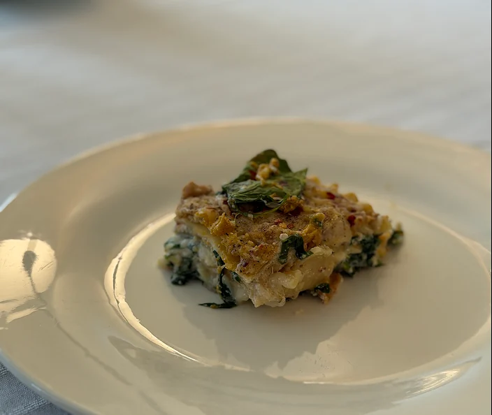A slice of greens bake.