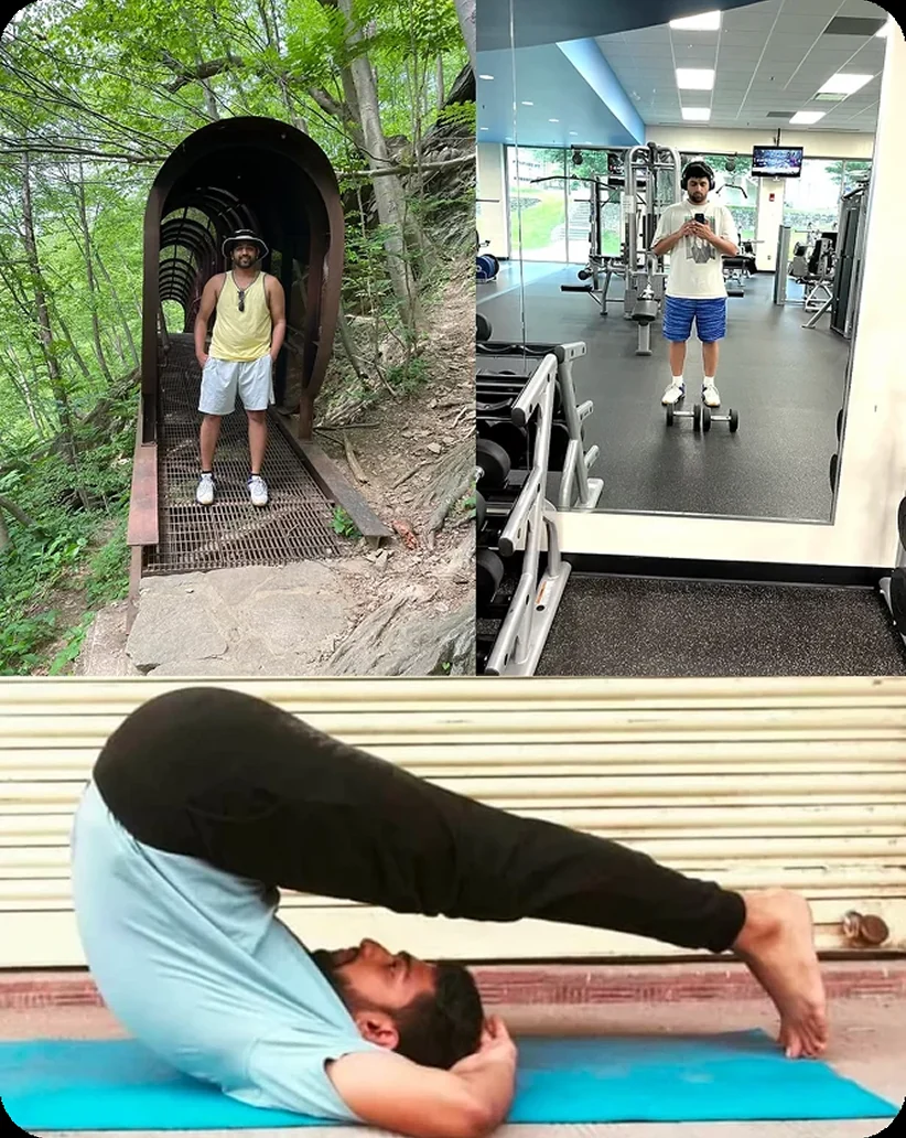 Hiking, the gym, and a yoga backbend.