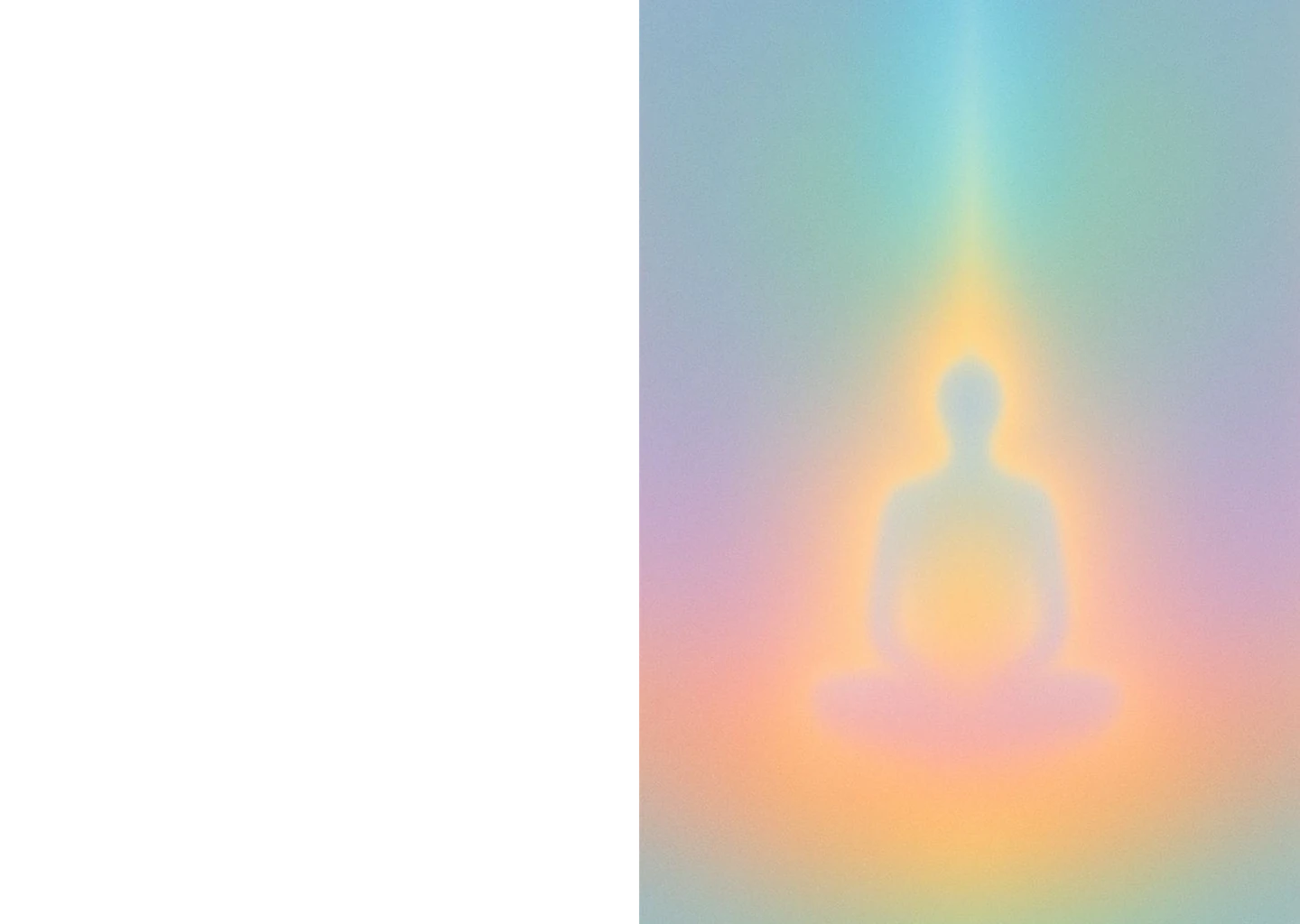 Nirvana 2.0 — a seated figure dissolving into a soft aura gradient.