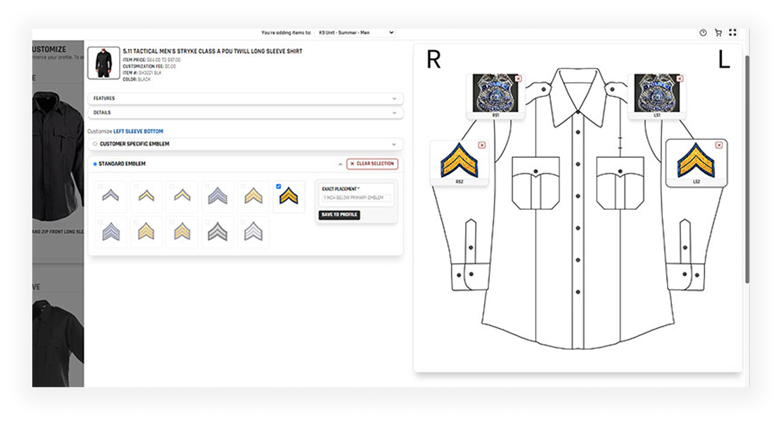 The old uniform customizer: a dense single page exposing every option at once