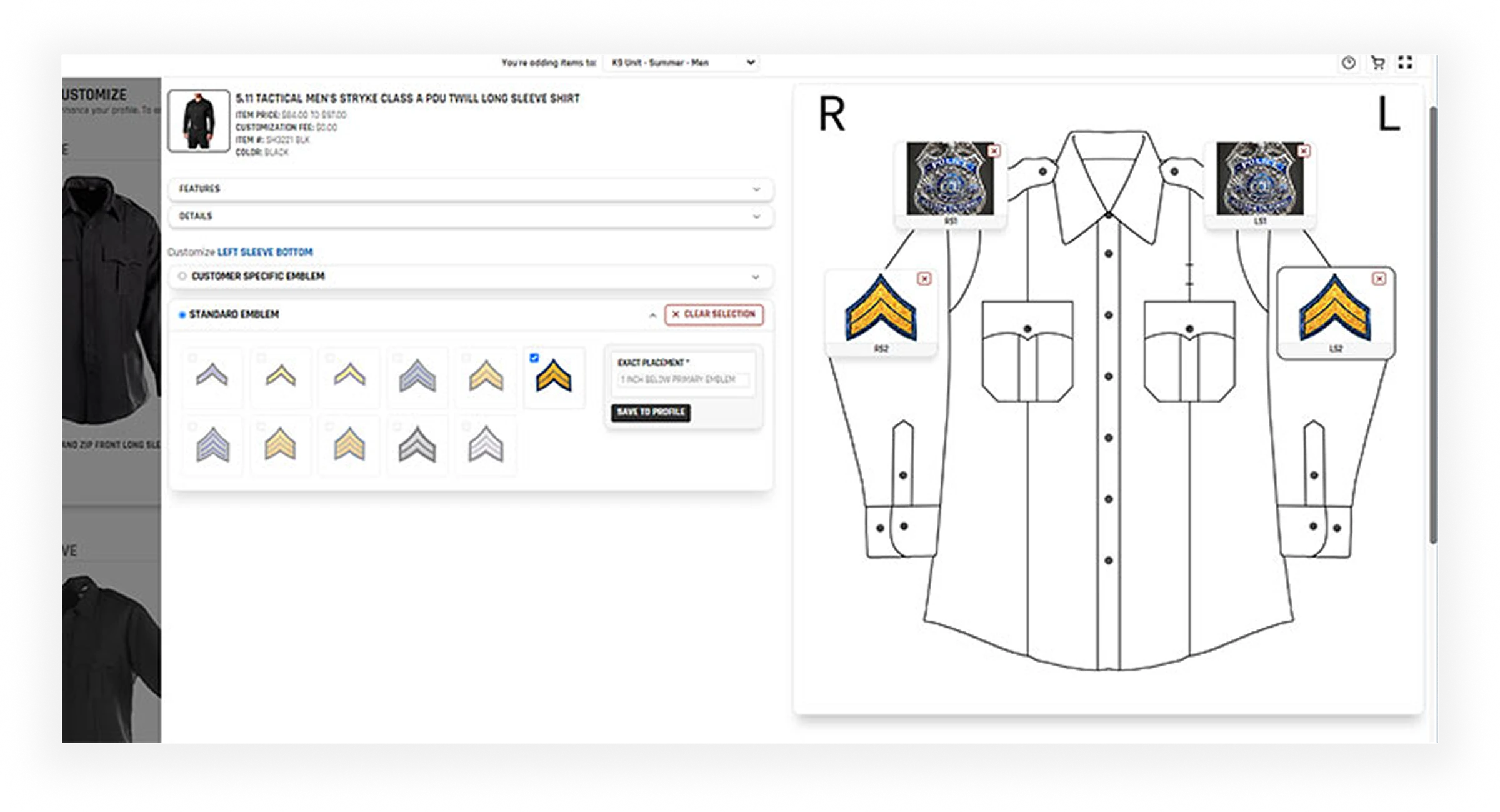 The old uniform customizer: a dense single page exposing every option at once