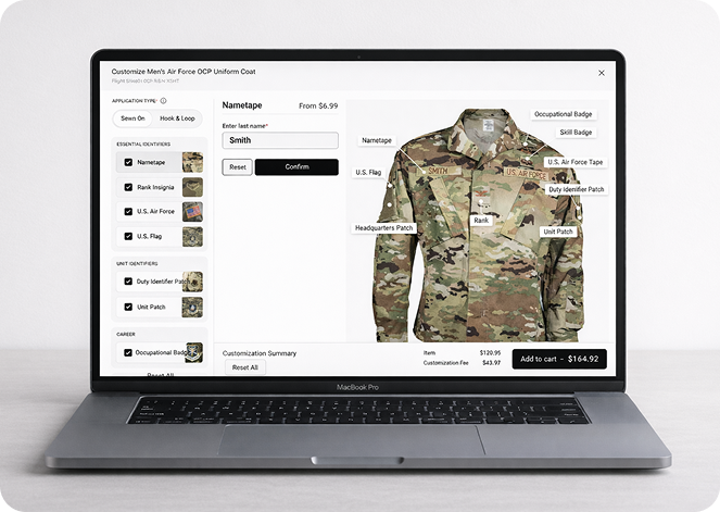Uniform customizer for website e-commerce experience