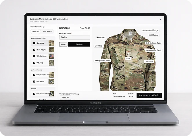 Uniform customizer for website e-commerce experience