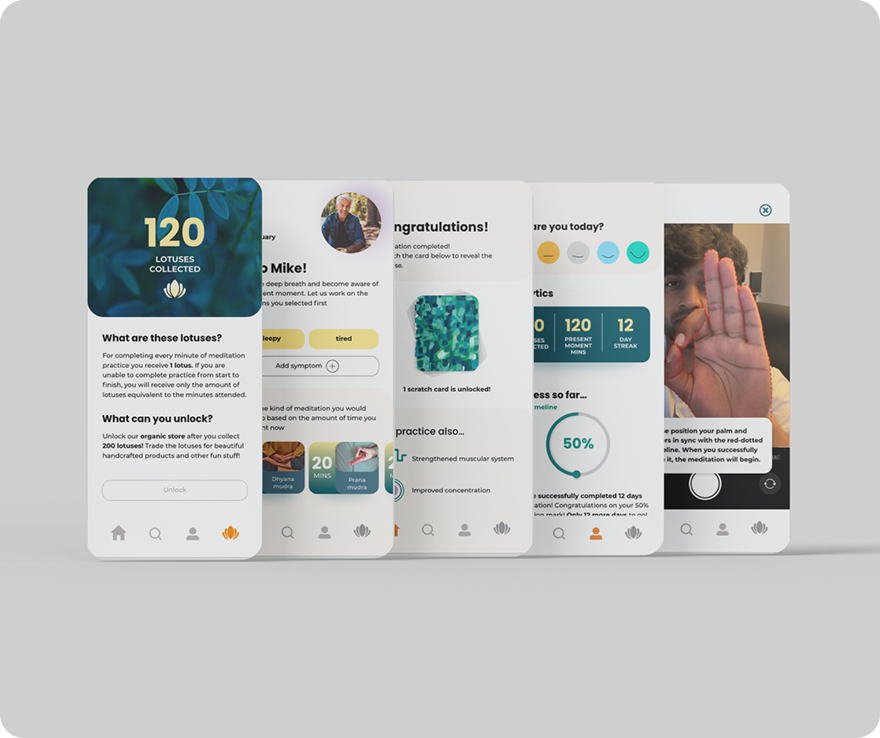 Nirvana meditation app screens on mobile phones